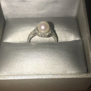 Cultured Freshwater Pearl and Diamond Accent Ring